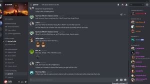 Många har en officiell Discord, bland annat dataspelet Doom där fansen kan chatta med varandra och utvecklarna av spelet. Dessutom laddas det upp information om spelet och olika evenemang på kanalen. Skärmbild av tjänsten Discord som många spelar datorspel via.