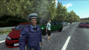 Oberwachtmeister Holmström var fullständigt trollbunden av ekorren som spräng över vägen (observera att spelet inte innehåller några faktiska ekorrar). Autobahn Police Simulator