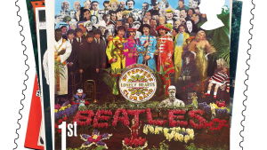 Skivomslaget till Sgt Pepper's Lonely Hearts Club Band av The Beatles Beatles skivomslag har blivit frimärksmotiv i Stobritannien.