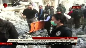 Skärmdump från tv-kanalen Al-Ikhbariya Al-Souriya 25.2.2017 Skärmdump från tv-kanalen Al-Ikhbariya Al-Souriya 25.2.2017
