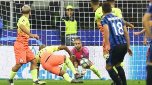 Kyle Walker var omutbar i sin första Champions Leaguematch som målvakt. Kyle Walker i sin första Champions Leaguematch som målvakt.