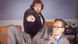 André och Stan i Detta om detta Stan Saanila och André Wickström i sin egen finlandssvenska tv-studio.