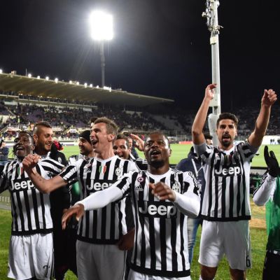 Juventus-pelaajat juhlivat.