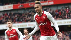 Pierre-Emerick Aubameyang satte två mål mot Stoke. Pierre-Emerick Aubameyang.