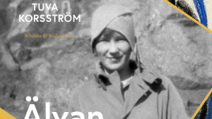 Omslaget på den prisbelönta boken, Älvan och jordanden. Pärmbilden till Tuva Korsströms biografi "Älvan och jordanden En biografi om Mirjam Tuominen och Torsten Korsström. Schildts & Söderströms. 2018.