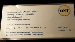 Konserttilippu Weimarin oopperaan 20.8.2018