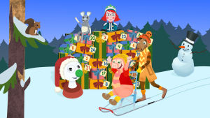Bärtil och Isa Gris dyker upp i appens julkalender. Figurer som finns med i BUU-appens julkalender.