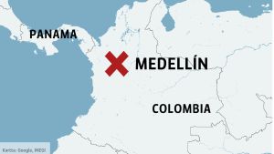 Planet störtade in i en bergsvägg utanför colombianska Medellín, bara några kilometer från flygfältet. Karta över Colombia.