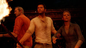 Det är torra skämt och vänskap som gäller mellan Sully, Nate och Elena. Uncharted: The Nathan Drake Collection