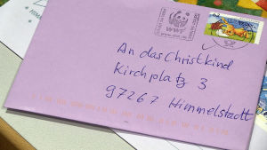 Ett av de brev som skickats till Christkind. Ett av de 80 000 breven för Christkind