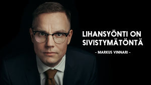 Markus Vinnarin henkilökuva argumentilla: Lihansyönti on sivistymätöntä.