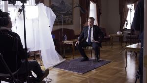 Sigmundur David Gunnlaugsson intervjuas om sitt skatteparadisbolag Siogmundur David Gunnlaugsson