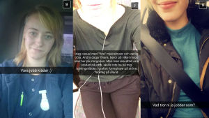 Myteriet bad sina lyssnare snappa in vad de har på jobbet. Tre av Radio X3M.s lyssnare. Skärmdumpar från Snapchat.