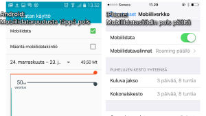 Poista mobiilidata käytöstä.