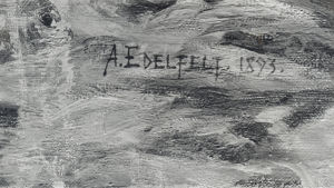 Den här signaturen av Albert Edelfelt visade sig vara en förfalskning. Förfalskning av Edelfelts signatur.