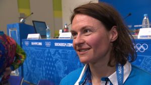 Riikka Välilä med om en av den långa karriärens finaste segrar. Riikka Välilä under OS 2014.