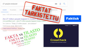 Eri faktantarkistusyhteisöjen logoja