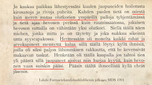 Muistakaa mittanne, älkääkä hurjastelko hevospeleillä. Muuan markkinamuisto Farmacieklubbenin MDS -julkaisussa 1901