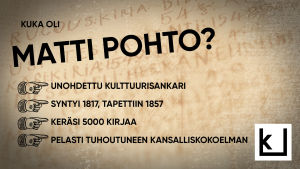 Infografiikka, jossa kerrotaan kuka oli Matti Pohto.