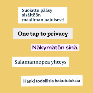 Vpn-palvelut houkuttavat logoilla ja lupauksilla. Opera VPN:n viikinki, Tunnelbearin karhu, Freedome-sovellusta markkinoidaan Telian sivuilla. Kuvakaappauksia:VPN-sovellusten tunnushahmot (Opera VON ja Tunnelbear), Freedome-sovelluksen mairkkinointia Telian sivuilla.