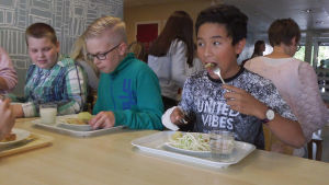 Rufus Nylund äter nästan bara sallad. Rufus Nylund (till höger) äter nästan bara sallad.