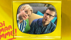 Televisioruudussa Minna Joenniemi ja Anssi Kasitonni