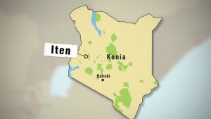 Iten sijaitsee 2400 metrin korkeudessa Länsi-Keniassa. Kartta, jossa näkyy Itenin sijainti Keniassa.