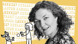 Kuvassa professori Liisa Karlsson, joka pohtii artikkelissa pitääkö vanhempien leikkiä lasten kanssa