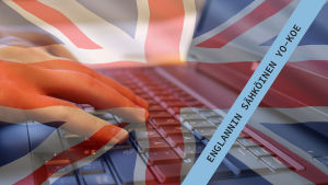 Kuvassa on Yhdistyneen kuningaskunnan lippu ja tietokone.