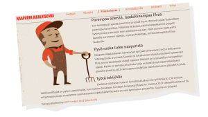 Naapurin Maalaiskanan filosofia on hyvin yksinkertainen. Haluamme tehdä asiat koko ajan vähän paremmin ja tuottaa kotimaista kanaa kaikilta osin kestävämmin ja laadukkaammin, lukee yrityksen nettisivuilla. Kuvakaappaus sivustolta naapurinmaalaiskana.fi