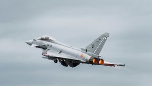 Eurofighter Typhoon används av flera länder, bland andra Spanien. Eurofighter plan.