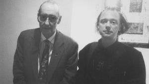 Kirjailija William S. Burroughs ja käsikirjoittaja Kari Hukkila.