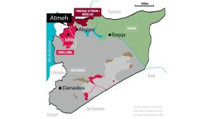 Provinsen Idlib är den sista utposten för de grupper som kämpar mot Assads regeringsstyrkor. FN har varnat för en potentiell humanitär katastrof vid en eventuell regeringsoffensiv. Karta över territoriella kontrollen i september 2018
