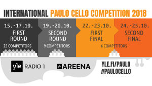 International Paulo Cello Competition will be held October 15 - 25, 2018. Follow live streams at yle.fi/paulo