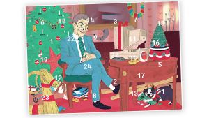 Givetvis har vår julkalender en fysisk motsvarighet, denna kunde man få tag på under Glöggrundan i Åbo. Och också om man lyssnar på Yle X3M. sauli niinistös julkalender