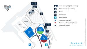 Trafikarrangemangen vid Helsingfors-Vanda flygplats från och med 7.1.2019. Karta över trafikarrangemangen vid Helsingfors-Vanda flygplats, medan bygget pågår.