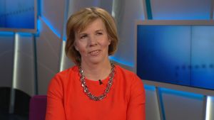 Både partiordförande Anna-Maja Henriksson och Joakim Strand ställer upp för omval. Anna-Maja Henriksson i programmet Morgonettan i TV! lördagen den 23 februari 2019.