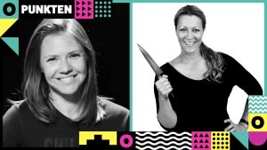 Sonja och Lotten Lindborg-Suhonen uppträder på torsdag 1.8 kl.12-13 på Lilla scenen. Kollage med bilder två leende kvinnor.