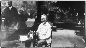 Taidemaalari Ilja Repin kotonaan Kuokkalassa 85-vuotissyntymäpäivänään 1929. Taidemaalari Ilja Repin kotonaan Kuokkalassa 85-vuotissyntymäpäivänään 1929.