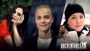 Manuela Bosco, Kiira Korpi ja Olivia Tuuva yhteiskuvassa. 