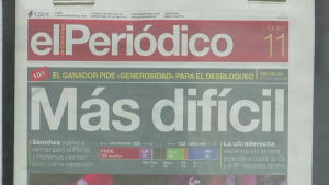 "Svårare" efter parlamentsvalet i Spanien. Tidningsrubrik efter parlamentsvalet i Spanien