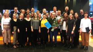 Somnium Ensemble ja johtajansa Tatu Erkkilä Vuoden levy 2019 -kunniakirjan jakotilaisuudessa Musiikkitalossa 29. tammikuuta 2020. Somnium Ensemble ja kuoronjohtaja Tatu Erkkilä Ylen Vuoden levy 2019 -kunniakirjan jakotilaisuudessa Musiikkitalossa 29.1.2020.