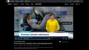 Ruutukaappaus Yle Areenan sivulta, jossa Marjukka Havumäki lukee uutisia 
