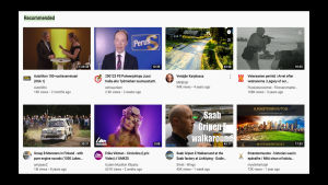 Kuvakaappaus toimittajan Youtube-etusivusta