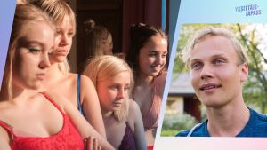 Kuvassa Ellen (Yasmin Najjar,) Sissi (Elsa Marjanen), Nana (Alisa Röyttä), Eveliina (Anna Kare) ja Einari (Elias Salonen)