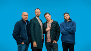 Modernit miehet. Kuvassa Modernit miehet -sarjan hahmot vasemmalta oikealle: Matti, Tuomas, Jarkko ja Pete.