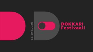 Dokkarifestivaalin logo, pvm 13.-19.4.2020 ja teksti DOKKARI Festivaali