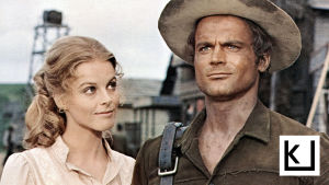 Yanti Somer ja Terence Hill Mies idästä -elokuvassa.