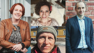 Linda Felixson, Paola Dadda, Katinka von Kraemer och Fritjof Sahlström Fyrdelad bild med porträtt på tre kvinnor och en man.