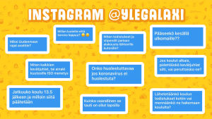 @ylegalaxi:n Instagram-tilille lähetettyjä kysymyksiä koronavirukseen liittyen. Kysymyksiä koronaviruksesta koululaisilta.